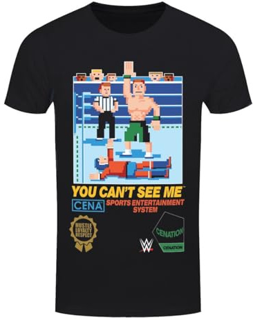 WWE John Cena Can't See Me Pixel Men's Black T-Shirt