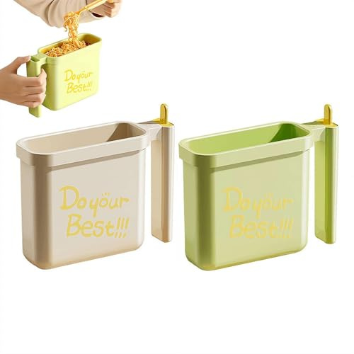 Instant Noodle Bowl, Do Your Best Direct Immersion Ramen Cup with Heat-Resistant Handle, No-Wash, Easy-Store, Portable Multi-Functional Instant Noodle Maker (White+Green)