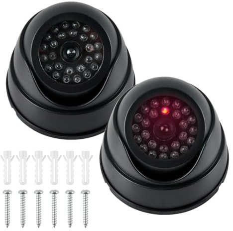 ZOGPLG Dummy Cameras Fake CCTV 2PCS, Dome Dummy Fake Security CCTV Camera Simulation Monitor with Flashing LED Light, Dummy CCTV Camera Outdoor Indoor, Dummy Fake Camera Waterproof with Accessories