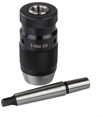 Selbstspannendes Bohrfutter 1–16 mm mit MK2 Kegeldorn, schlüsselloses B16 Drehfutter für CNC-Werkzeugmaschinen, Metall-Holzbohrung, Morses-Kegel 2 Halter