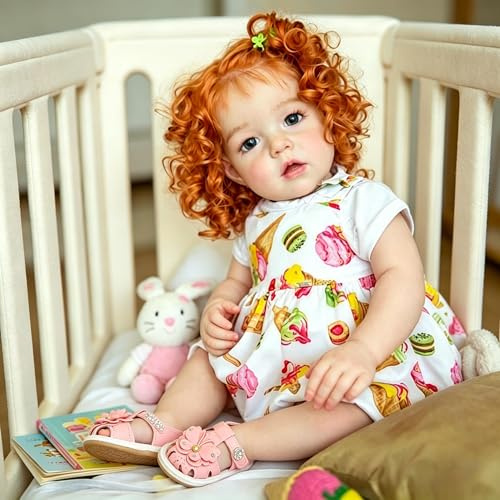 ROSHUAN Realistische Reborn Kleinkind Puppen 70 cm Riesige Größe Reborn Babypuppen Mädchen Liam, Lebensechte Babypuppe Weicher Stoffkörper, Lebhafte Kleinkindpuppe Mit lockigem Haar