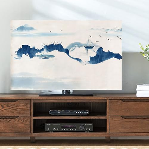 VHKJewE Wall Mounted LCD LED 55 Inch 50 Curved 65 Landscape Printed TV Cover Waterproof And Soft Fabric(A,24in(59x35cm))