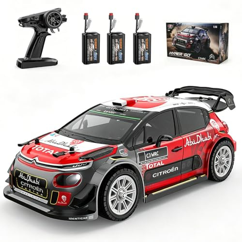 Ledovan 42KM/H Bürstenloser Ferngesteuertes Auto Erwachsene, 1/14 MJX Hochgeschwindigkeits RC Car, 2.4Ghz 4WD High Speed Rallye Car, 3 Batterien, 14303, Rot