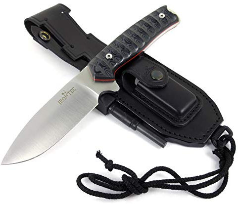 JEO-TEC Nº21 Messer mit feststehender Klinge für Outdoor Survival Bushcraft Jagd und Angeln, 11,5 cm Klinge, Scheide und Feuerstahl, Handgefertigt in Spanien, Full Tang Knife