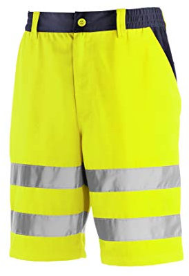 teXXor 4346-44 Warnschutz-Short Erie, Größe 44, Warngelb/Marineblau