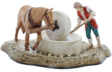Moranduzzo Bauer mit Pferd und Mühle für Krippe 10 cm Maßstab 1:20 - Unzerstörbare Krippenfiguren - Stil 700', Handbemalt, Offizielles Produkt, Hergestellt in Italien, Bildhauer M. Landi