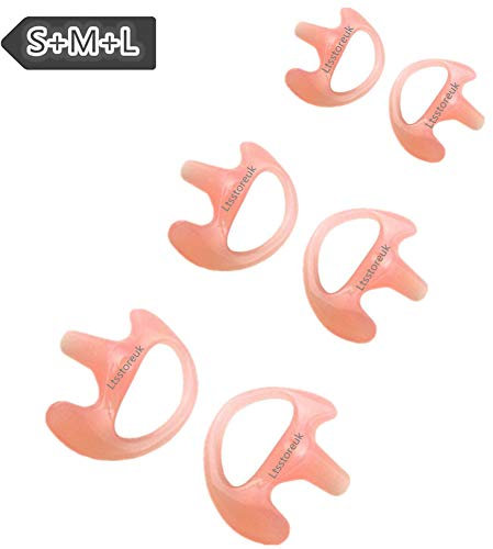 2 Way Radio Earmold Pink, Earbuds Earmould Replacement Compatible for Motorola Kenwood Midland 2 Way Radio Acoustic Coil Tube Ear piece,Soft Silicone Ear mold Small Medium Large Pack of 3