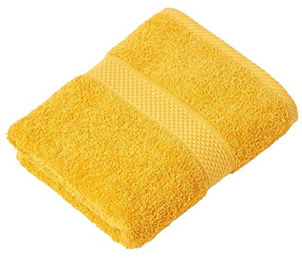 HOMESCAPES Ochre Yellow Turkish Cotton Bath Towel Super Soft Thick & Absorbent 500 GSM Towel Heavy Weight for everyday Luxury