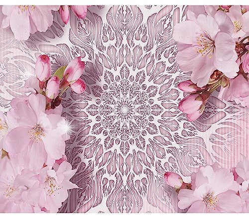 murando Fototapete selbstklebend Mandala 147x105cm Foto Tapete Tapetenfolie Möbelfolie Wandverkleidung Wandtapete Motivtapeten Bildtapete Wohnzimmer 3d Effekt Modern Blumen 3D Effekt Orient pink rosa