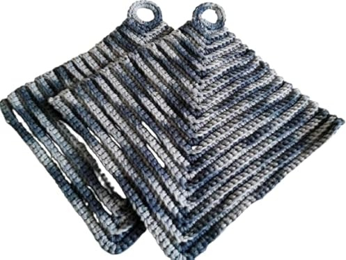 Dicke Klassische gehäkelte Topflappen, ca. 19 x 19 cm, Grautöne