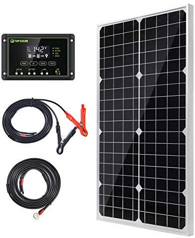 TP-solar 30W 12V Monokristallines Solarmodul Solarpanel Solarzelle Kit mit 10A Solarladegerät Laderegler Photovoltaikanlagen Solarbetriebene für Caravan Camper Boot, Hoher Wirkungsgrad