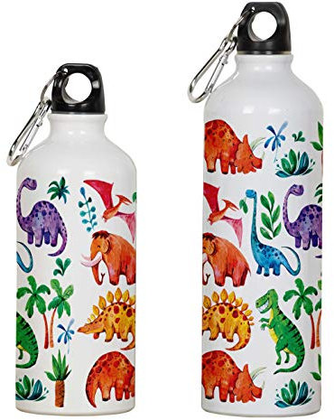 Printtoo Aluminium Sportflasche Dinosaurier Mammut-Druck Reiseflasche Mit Karabinerhaken Bedrucken 650ml/21.9oz