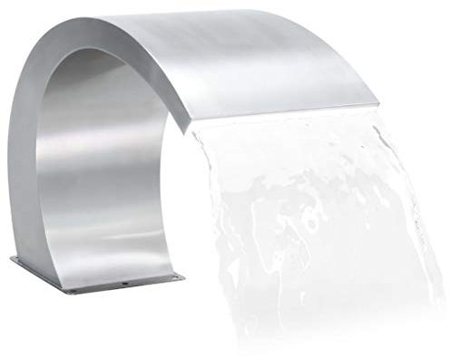 Goliraya Fontana per Piscina con LED in Acciaio Inox,Cascata da Giardino in Acciaio Inossidabile,Fontana da Giardino,Fontana Laghetto,Cascata Laghetto 30x60x45 cm