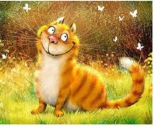 SKYZAHX DIY 5D Diamant Gemälde von Leinwandbild Nummer Kit,Kätzchen Schmetterling,Kristalle Diamant Stickerei Strass Malerei Kleben Malen nach Zahlen Kunst Kit Zuhause Dekor Mauer Aufkleber 30x40cm