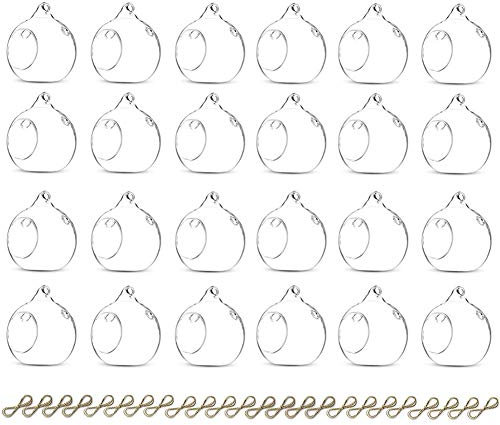 Sziqiqi 24 Piezas 80cm para Colgar Portavelas De Cristal Terrario Boda Portavelas Candelabro, Vidrio, Transparente, 24 Piezas