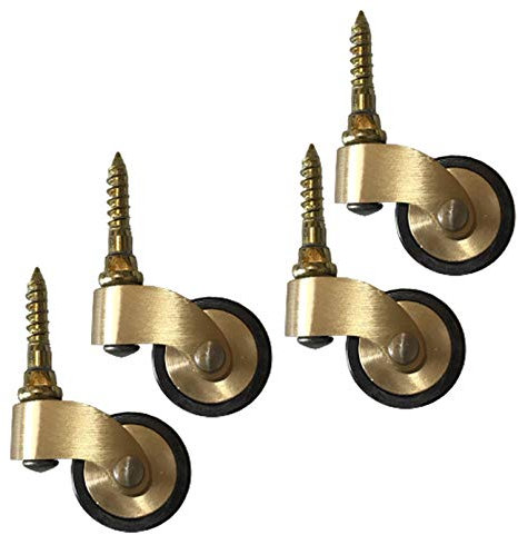 X1NGFU 4 StüCk MöBelrollen Im Antiken Stil,Lenkrollen Aus Messing,Antik Vintage Gummierten RäDer,Metallrollen,Transportrollen,Leises Abrollen,Gewindewelle,FüR MöBel,Kleine MöBel