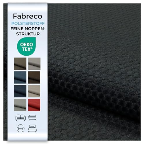 Fabreco LUMA Polsterstoff Meterware 142 cm breit, 100% Polyester, Gewicht 230 g/m2, feine Noppen-Struktur, Dekostoff für Vorhänge, Sofakissen, Polsterbezüge und Sitzkissen – Dunkelgrau 15