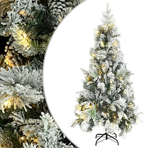 vidaXL Weihnachtsbaum mit LEDs Zapfen Beschneit Künstlicher Tannenbaum Christbaum Dekobaum Kunstbaum Weihnachten Dekoration Weihnachtsdeko 225cm PVC PE