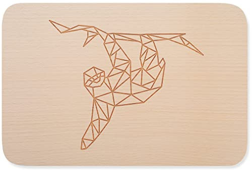 JUNIWORDS Frühstücksbrettchen, Origami Faultier, Holzbrett Frühstücksbrett Holzbrettchen