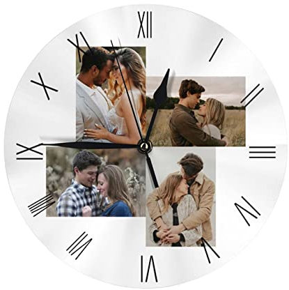 Personalisierte Foto Runde Wanduhr, Personalisierte Uhr mit Foto Text, Benutzerdefiniert Runde Wanduhren mit Foto zum Weihnachten Neujahr Jahrestag Jubiläum Geburtstag Dekorative Geschenk - 25cm