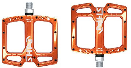 Pozzobon 9/16 CNC Aluminiumlegierung Plattform Fahrradpedale, MTB Mountainbike Pedale, Rennrad Trekking Anti-Rutschpedale mit 3 Bearings Wasserdicht Anti-Staub MITO (Energisch Orange)
