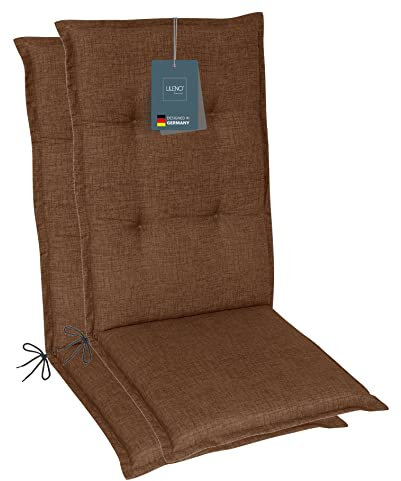 LILENO HOME Lot de 2 coussins pour chaise de jardin à dossier haut - Marron - Pour chaises de jardin et chaises pliantes