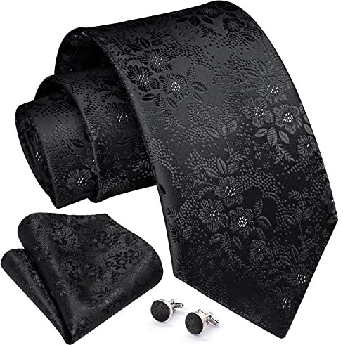 Enlision Paisley-Krawatte für Herren, Krawatten und Einstecktuch, Manschettenknöpfe, Set, klassische Krawatten, Set, Blume, Hochzeit, Krawatte mit Einstecktuch