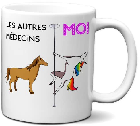 Tasse Mug - Le Meilleur Médecin Licorne - Idée Cadeau Homme Humour Docteur Soignant Collègue de Travail Médical