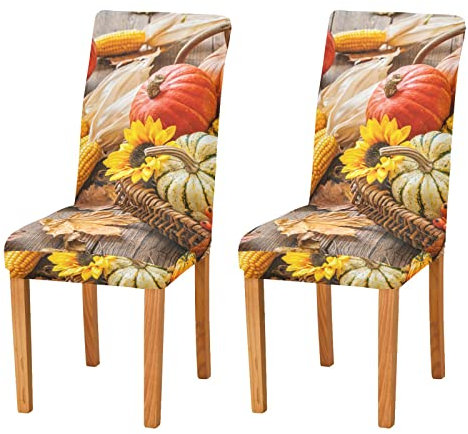 Herbst Kürbisse Stuhlhussen Set für Esszimmer Dehnbar Esszimmer Stuhl Schonbezug Restaurant Hotel Abnehmbar Waschbar Küchenstuhl Schonbezug