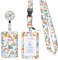 KHDULQ Collier Porte Carte, Porte Badge, Porte Badge Tour de Cou (Feuilles Et Fleurs D'automne) Pour Fournitures de Bureau Et Scolaires.