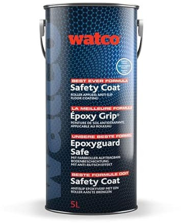 Watco Safety Coat Hygienic - 5L - Anti slip, epoxy resin concrete floor paint - Safe for food production areas, easy clean non slip paint, finely textured for added grip - Ideal for kitchens (Black)