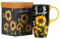DUSVALLY Ceramic Mug Large Coffee Cup Tall Mugs Porcelain Latte Tea Cup with Lid 17oz,Sunflower