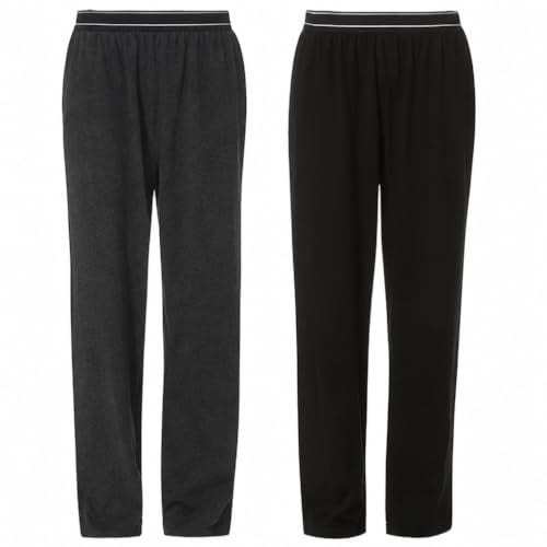 INSIGNIA 2 Pack Mens Plain Jersey Pyjama Lounge Bottoms Pants (Black -Grey comfort top, 3XL)