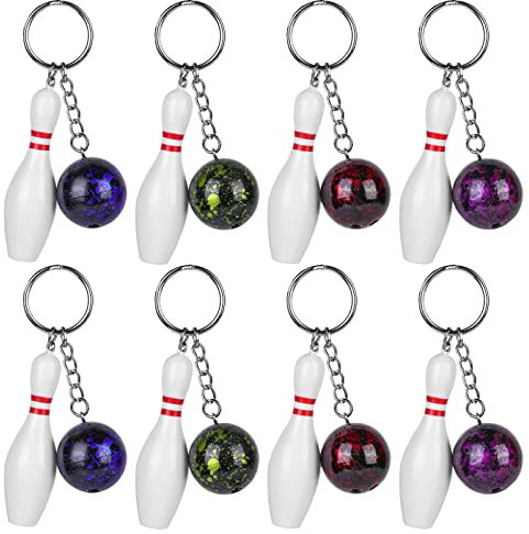 AOOGON Mini Bowling Schlüsselanhänger, Hängen Ornament Dekoration Schlüsselbund, Bowling Party Favors für Freunde, Kinder, Sport-Partys, Geschenke, Hängend Anhänger (8PCS)