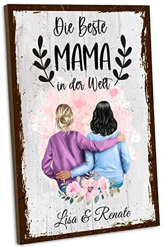 schilderkreis24 - Personalisiertes Holzschild für Mutter und Tochter - Individuelle Geschenkidee für besondere Anlässe wie den Muttertag und Geburtstage