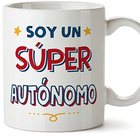 MUGFFINS Tazas para AUTÓNOMO hombre - En Español - Soy Súper - 11 oz / 330 ml - Regalo original y divertido