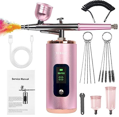 Airbrush Kit Rechargeable Cordless Airbrush Compressor, Auto Handheld Airbrush Gun, Airbrush Set Portable Wireless Air Brush for Barber, Nail Art, Tatoo, Cake Decor, Makeup, Model Painting