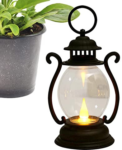 Teksome Retro Desk Lamp - Battery Powered LED Camping Lantern - Decorative Lanterns for Garden, Wall, Living Room, Dining Table, Bedroom