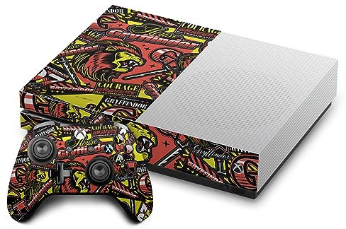 Head Case Designs Offizielle Harry Potter Gryffindor Muster Grafiken Vinyl Haut Gaming Aufkleber Abziehbild Abdeckung kompatibel mit Xbox One S Console and Controller Bundle