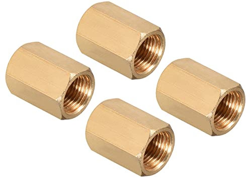 M METERXITY 4 Pack Innengewinde Rohrleitung Fitting - 1/8 G Innengewinde Sechskant Stab Rohrleitung Fitting Schnell Kuppler Adapter Anwendung Luft Kompressor (17.1mm Gold Ton)