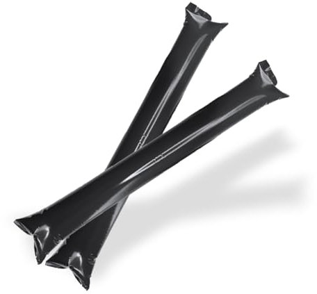 FUN FAN LINE – 100er Paar-Pack Wiederverwendbare aufblasbare Bam Bam-Sticks | Laute Klatschstöcke für Partys, Fußball und Veranstaltungen | Sport- und Partyzubehör (Schwarz)