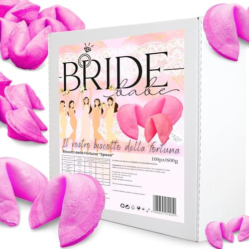 Biscotti della Fortuna Cinesi, Biglietti Profetici, come regalo, biscotti rosa, per gli ospiti, per una festa, addio al nubilato, Sapore Vaniglia (100 pezzi)
