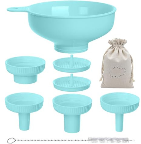 Rurunklee Large Funnel Wide Mouth, Funnels for Kitchen Use - Food Grade Cooking Canning Funnel with Multiple Sizes Spouts for Wide and Regular Mason Jars
