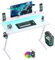 BEXEVUE Gaming Desk with Power Outlets LED - 100x50cm Ergonomic Computer Gamer Desk, Large PC Monitor Stand, X Frame Modern Table, Headphone Hook, Workstation for Study Play Work Bedroom Home Office