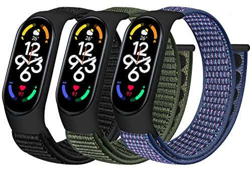 SHIJZWD Cinturino in nylon compatibile con Xiaomi Mi Band 7/Mi Band 6/Mi Band5/Mi Band 4/Mi Band 3/Amazfit Band 5, Polsino di ricambio sportivo regolabile in nylon per Mi Band 7 6 5 4 3