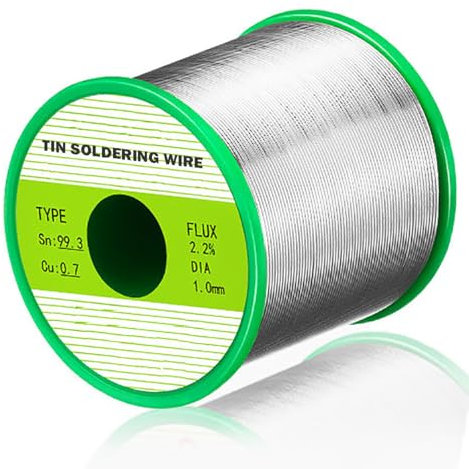 Filo per saldatura senza piombo Sn99.3 Cu0.7 con nucleo di colofonia senza piombo filo di stagno, saldatura elettronica,saldatura fai da te,per riparazioni elettroniche (1 mm,500g）