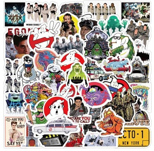 Meet Holiday Ghostbusters-Aufkleber für Wasserflasche, amerikanischer Film, wasserdicht, Fahrrad, Skateboard, Gepäck, Graffiti-Patches, Aufkleber, 50 Stück