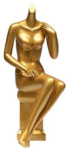 Schaufensterpuppe, Weibliche Sitzende Schaufensterpuppe, Ganzkörper, Verstellbare, Abnehmbare, Stabile Schaufensterpuppe Für Schneiderei/Modedesign/Bekleidungsgeschäft, Goldene Schneiderpuppe
