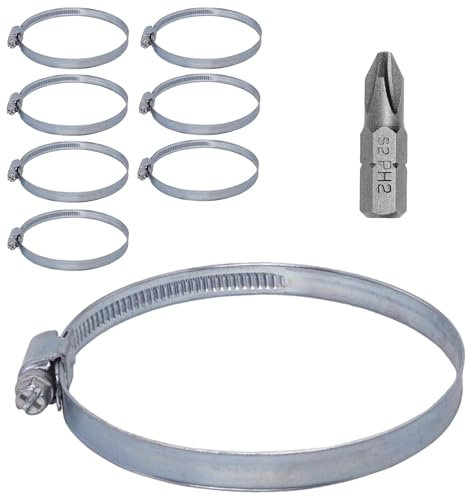 SKIR'CO (8 pcs) Adjustable Hose Clamps 90-110 mm, Galvanized Steel Hose Clamps DIN 3017, Pipe Clamps, Adjustable Diameter Hose Clips