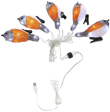 Gadpiparty Led Rotkehlchen Lichterkette Acryl Vögel Led Dekoration Für Terrasse Festival Partybeleuchtung